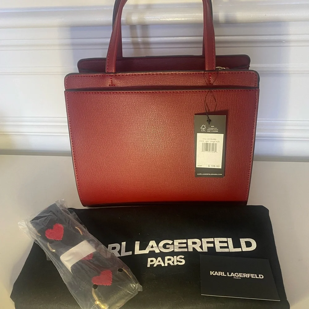 Karl Lagerfeld Red and Pink Heart Tote Bag - Picture 5 of 8